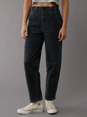 American Eagle Stretch Super High-Waisted Corduroy Paper Bag Barrel Pants